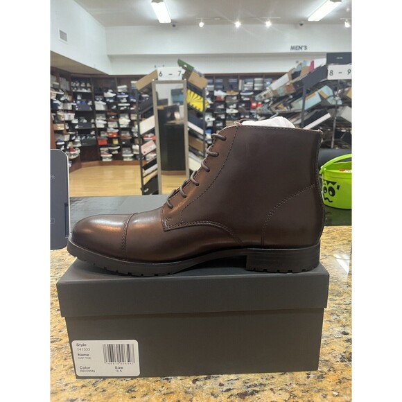 The Men's Store at Bloomingdale's Cap Toe Boot Brown Size 8.5 - Picture 2 of 5